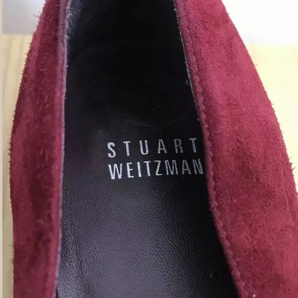 Stuart Weitzman Red Suede Fleur De Lis Loafers - Picture 5 of 8
